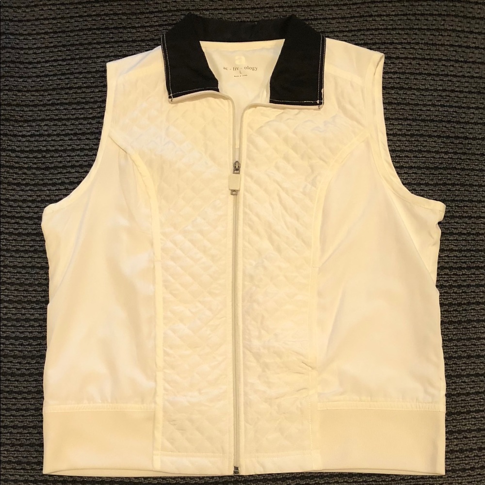 Ac-Tiv-ology White & Black Zip Up Vest Sz Lg